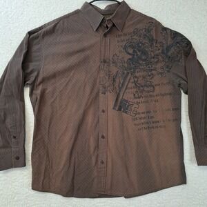 Retrofit Mens Long Sleeve Button Up Shirts Top Black 100% Cotton Size XXL